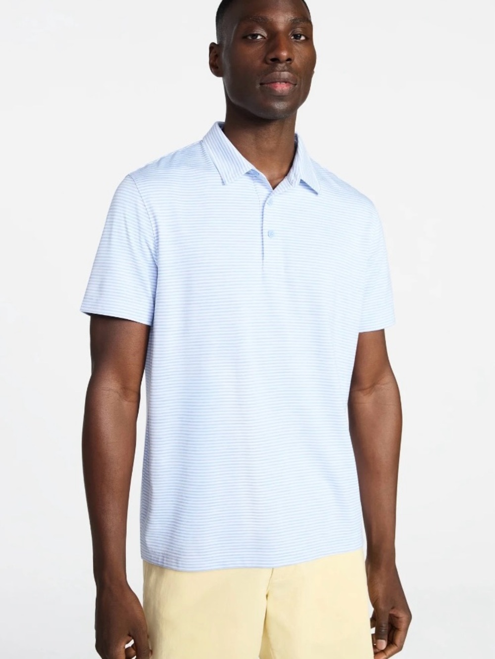 NWT George Blue Striped performance polo shirt sleeve